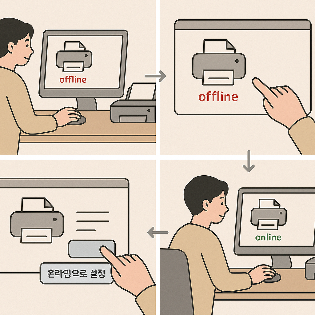프린터 오프라인 해결